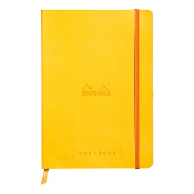 Afbeelding van Rhodia 117756C Goalbook Notitieboek, A5, 14,8 x 21 cm, dot, praktisch en trendy, met zacht deksel, 90 g, ivoorkleurig papier, 120 vellen, elastiek, bladwijzers, 1 stuk, geel