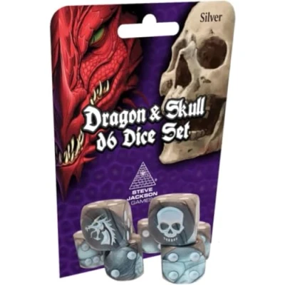 Afbeelding van Dragon &amp; Skull Dice Pack Silver Custom Dice, Perfect for use with Steve Jackson Games, DND, RPGs, Tabletop and Role Playing Adventures