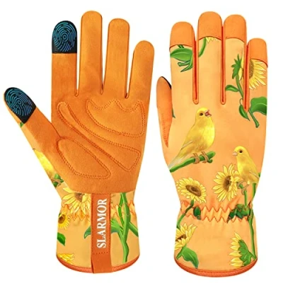 Afbeelding van tuinhandschoenen dames, dames met touchscreen vinger, microvezel lederen voor tuin, schoonmaken, kamperen, landschapsarchitectuur