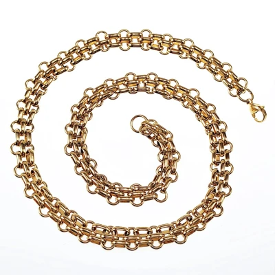 Afbeelding van Bredte Ketting Dames Stalen Goudkleur Schakelsketting Halsketting Collier