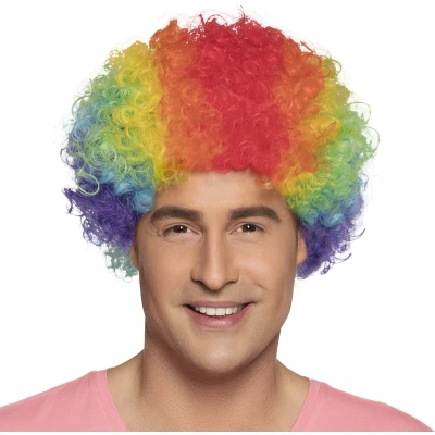 Afbeelding van Boland Pruik Pop veelkleurig Multi Afro Kort Unisex Clown Circus