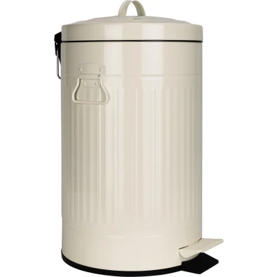 Afbeelding van QUVIO Prullenbak retro 12 L Metaal Beige