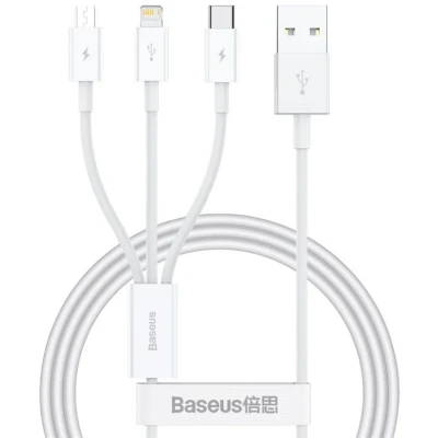 Afbeelding van Baseus Superior 3 in 1 USB naar Lightning/USB C/MicroUSB Kabel 1M