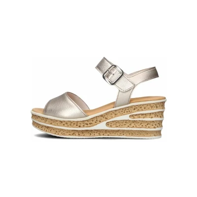 Afbeelding van Gabor Sandalen met plateauzool, Dames, Maat: 40, Zilver Veloursleer