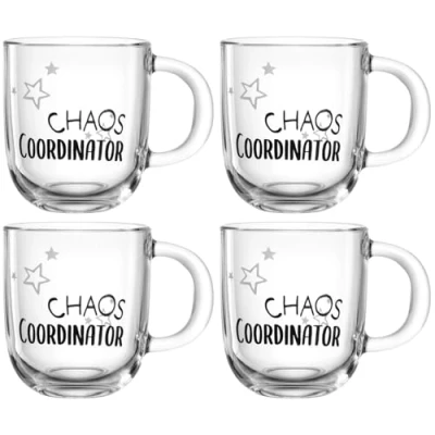 Afbeelding van LEONARDO HOME Ufficio Chaos Coordinator 047081, set van 4, vaatwasserbestendige kopjesset, hoogwaardige en moderne koffiekopjes voor kantoor, dagelijkse theekopjes, 4 stuks, 400 ml
