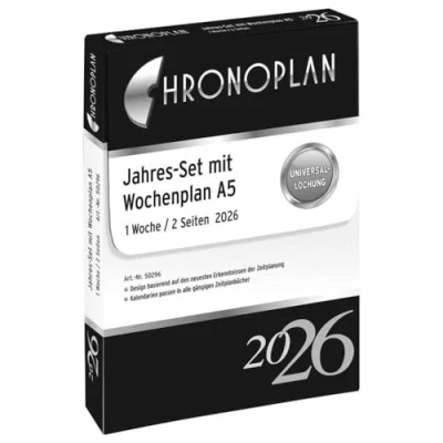 Afbeelding van Chronoplan 50296 Agendavulling 2026 (jaarset A5 (148 x 210 mm), reserve kalender voor afsprakenplanner, weekplanner, gedetailleerde weekplanning, 1 week op 2 pagina&#039;s, met universele perforatie