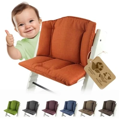 Afbeelding van Bambiniwelt Zitkussen, overtrek, vervangingskussen, compatibel met Stokke Tripp Trapp hoge stoel (gemêleerd oranje)