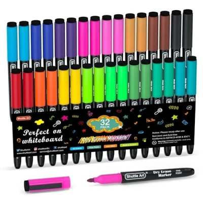 Afbeelding van Shuttle Art 32 Pack 16 Kleuren Droog wismarkers met gum