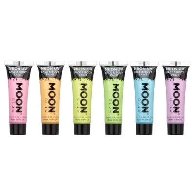 Afbeelding van Moon Glow Pastel 6 x 12 ml UV bodypaint lichaamsverf blacklight fluorescerende make up bodypainting neonkleuren lichtgevende kleuren