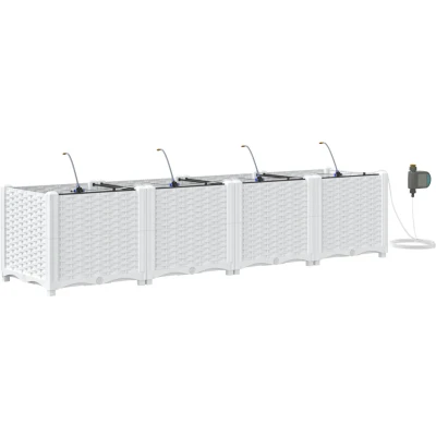 Afbeelding van vidaXL Tuin Plantenbak Wit Kunststof 160 x 40 37.5 cm Plantenbakken