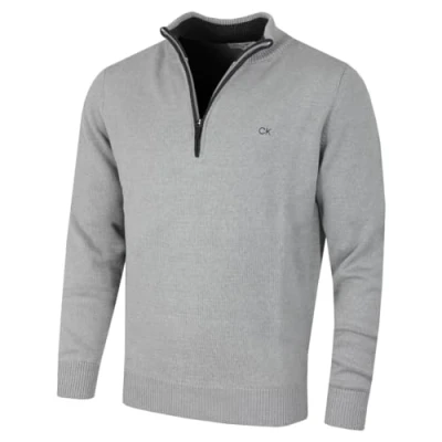 Afbeelding van Calvin Klein Heren Chunky Cotton 1/2 Zip Sweater Zilver XXXXL
