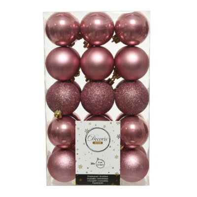 Afbeelding van Decoris Kerstballen 6 cm oudroze 30 stuks