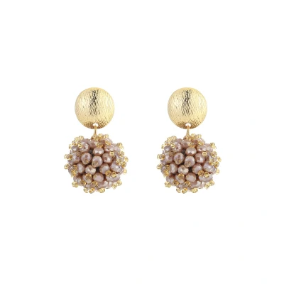 Afbeelding van Oorbellen Crystal Bomb Facet Kralen Beads Sparkling Feestdagen Luxe Trending Party Goudkleurig Camel