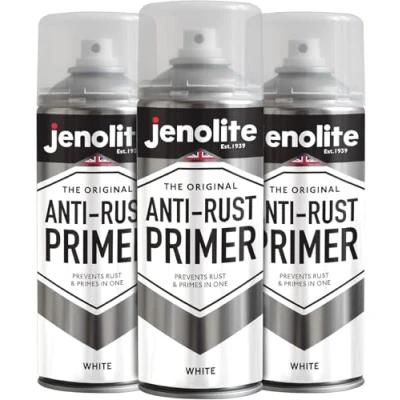 Afbeelding van JENOLITE Anti roest primer Spuitbusverf WIT Hoogwaardige Bescherming metalen tegen en corrosie 3 x 400ml