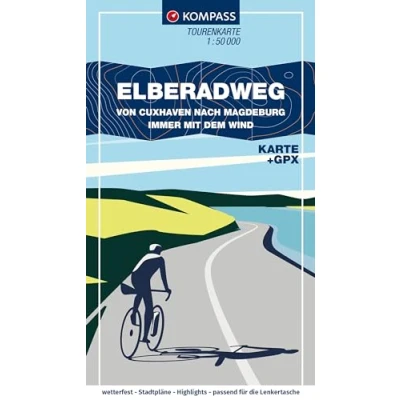 Afbeelding van KOMPASS Fahrrad Tourenkarte Elberadweg Von Cuxhaven nach Magdeburg 1:50.000: Nord Süd immer mit dem Wind. GPX Datei zum Download, Leporello Karte, reiß und wetterfest: 7002