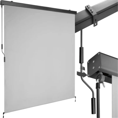 Afbeelding van tectake® Verticale Luifel Eloise 160 x 250 cm Zonwering Rolgordijn Buiten Schaduwdoek Met 2 Wandhouders Handslinger Winddicht Zonnescherm Voor Balkon, Terras, Tuin en Bevestiging aan Muren Lichtgrijs
