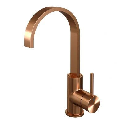 Afbeelding van Brauer Copper Edition Wastafelmengkraan opbouw hoog draaibaar platte uitloop model a PVD geborsteld koper