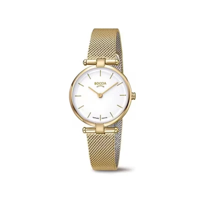 Afbeelding van Boccia 3340 03 Horloge titanium goudkleurig wit 30 mm