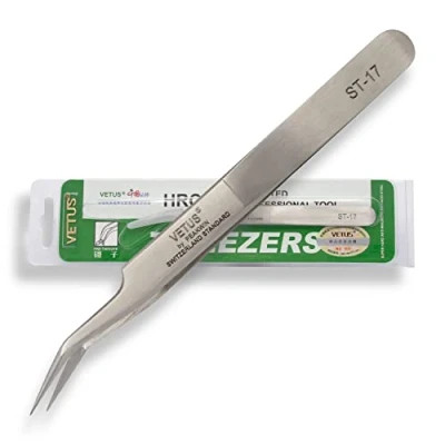 Afbeelding van P Beauty Cosmetic Accessories VETUS wimperpincet voor wimperverlenging ST 17, ideaal individuele wimpers en volumetechniek, inclusief beschermkap (ST 17)