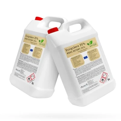 Afbeelding van 2x5L azijnzuur 25% premium kwaliteit azijnessentie (10L)