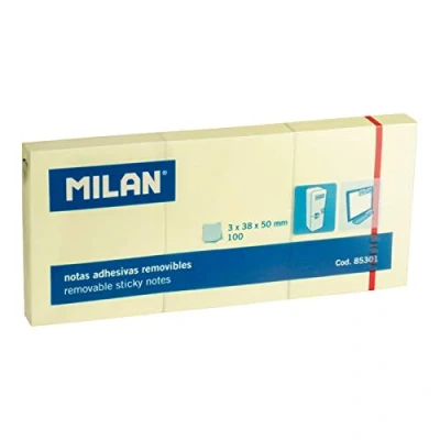 Afbeelding van Zelfklevende briefjes Milan 3 in 1 Geel 38 x 50 mm (10 Stuks)