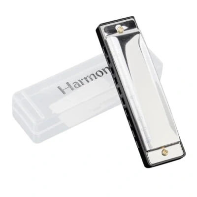 Afbeelding van OriGlam 10 Holes Major Blues Harmonica, Key of C mondharmonica voor kinderen en volwassenen beginner met harde hoes geschikt blues, folk, jazz pop