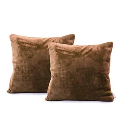 Afbeelding van DecoKing 58473 2 delige set kussenslopen 45 x cm microvezel ritssluiting fleece kussenhoezen bruin chocolade Mic