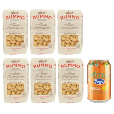 Afbeelding van Rummo pasta Orecchiette N87, Italiaanse van harde tarwe, 500 g + 1 verpakking gratis yoga ijsthee perzik 330 ml doos