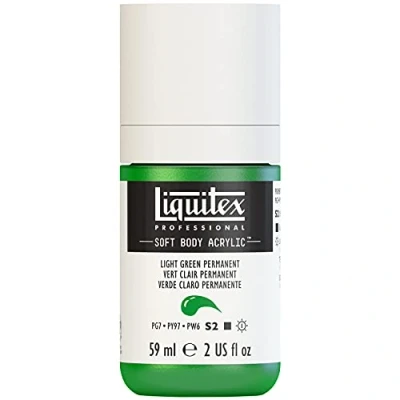 Afbeelding van Liquitex 1959312 Professional Acrylfarbe Soft Body Künstlerfarbe in cremiger deckender Konsistenz, hohe Pigmentierung, lichtecht &amp; alterungsbeständig, 59ml Flasche Hellgrün Permanent