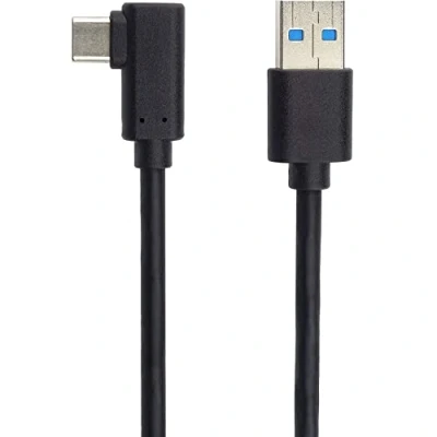 Afbeelding van PremiumCord USB C 90 naar 3.0 aansluitkabel 3m, tot 5 Gbit/s, 3.0/3.1 SuperSpeed datakabel, 3.1 type stekker schuin op A stekker, kleur zwart, lengte 3m