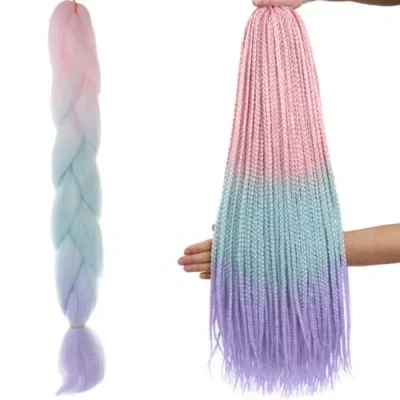 Afbeelding van Soulima Synthetische Haarvlechten Ombre Roze/Zwart/Wit W10341