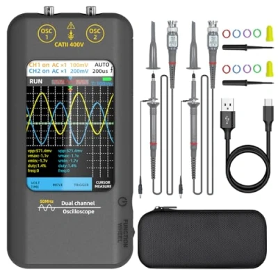 Afbeelding van BSIDE Handheld oscilloscoop 3,98 inch touchscreen digitale tweekanaals 50 MHz bandbreedte draagbare signaalgenerator 250 MSa/s bemonsteringsfrequentie tablet automotive