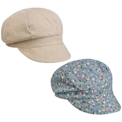 Afbeelding van Lipodo Millefleurs Omkeerbare Pet Dames visor muts met klep baker boy cap voor Lente/Zomer M (55 56 cm) beige
