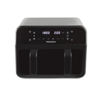Afbeelding van Salter EK5872VDE Dual View heteluchtfriteuse, 7 l antiaanbakkookschaal met afneembare scheidingswand, grote familiecapaciteit, kijkvenster, digitaal led touch display, 6 functies, 2300 W