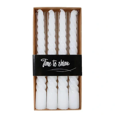 Afbeelding van Kaarsen en kandelaars Tafelkaars Twist Set van 4 Stuks Stijlvol Gedraaid Design