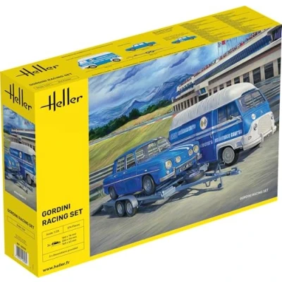 Afbeelding van 1:24 Heller 50328 Renault Gordini Racing Set Busje Auto Aanhanger Plastic Modelbouwpakket