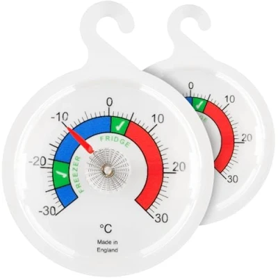 Afbeelding van Duo set koelkastthermometer, koelkastthermometer met wijzerplaat, 65 mm Koelkast vriezerthermometer wijzerplaat en gekleurde zones