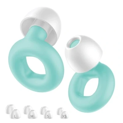 Afbeelding van NEUTYPECHIC oordopjes om te slapen, siliconen, herbruikbaar, ruisonderdrukking, concentreren, reizen, met 8 in de maten XS/S/M/L (groen, medium)