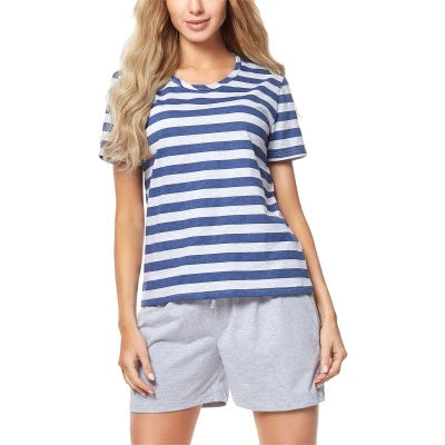 Afbeelding van Merry Style MS MS10 216 PJ Dames Pyjama ronde hals korte mouwen broek zonder zakken Katoen Amarant/Grijs S