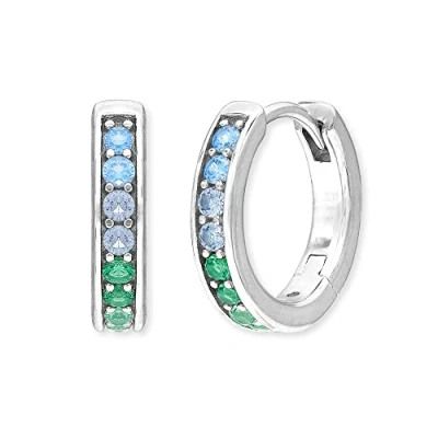 Afbeelding van Engelsrufer Damen Creole aus Sterling Silber besetzt mit 20 mehrfarbigen Zirkonia Steinen Clipverschluss nickelfrei 13mm