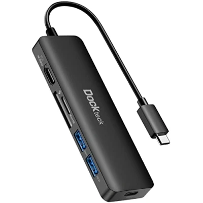 Afbeelding van Dockteck USB C Hub, 6 in 1 Dock Adapter met 4K 60Hz HDMI 100W PD 2 3.0 Datapoorten SD/microSD voor MacBook Pro/Air M1/M2, iPad Pro/Mini 6, Surface Pro 8, Samsung en meer