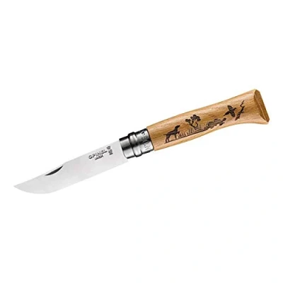 Afbeelding van Opinel No.08 Dog Engraved Zakmes RVS Hout