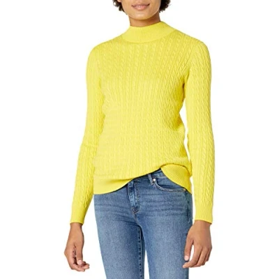 Afbeelding van Amazon Essentials Klassieke pasvorm lichtgewicht kabel lange mouwen mockneck trui, felgeel, XXL