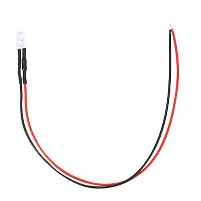Afbeelding van 10 stuks 12V 5 mm LED lichtdiode bekabelde meerkleurige lichtkabel energiebesparende lichtdiodenkabel 20 cm 0,06 W wit