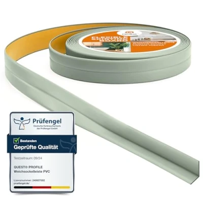 Afbeelding van Quest Zachte Plint Zelfklevend, Buigbare Afwerkstrip voor Keuken en Badkamer Afdichtband PVC, Flexibel, Waterdicht, Decoratief 10 mm x 5 Meter (Lichtgroen, 5m)