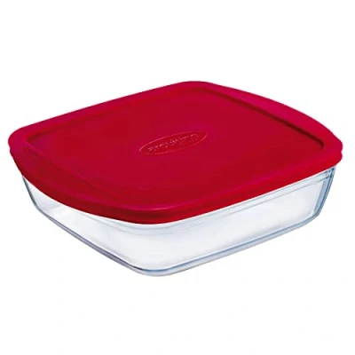 Afbeelding van Rechthoekige lunchbox met deksel Ô Cuisine Cook&amp;store Ocu Rood 2,5 L 28 x 20 8 cm Siliconen Gla...