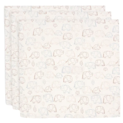 Afbeelding van Jollein Hydrofiele Doek Small 70x70cm Elephant Tales 3 Stuks