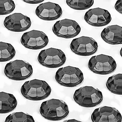 Afbeelding van Movoja Zwarte strassteentjes, ronde glitterstenen, 3 mm, zelfklevend om te versieren en knutselen, sierstenen op plakken, steentjes, decoratieve stenen, knutselstenen, zwart