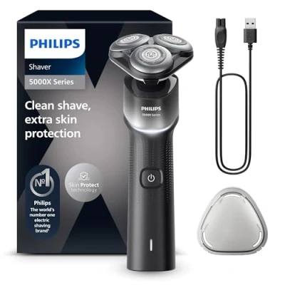Afbeelding van Philips Shaver 5000X serie, elektrisch scheerapparaat voor nat en droog scheren, Skin Protect technologie, 360 draaibaar scheerhoofd, 1 uur/5 min. opladen Snel opladen, kleur zilver, model X5004/00