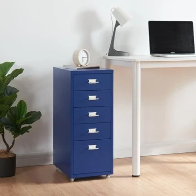 Afbeelding van Kantoorkast Kökar ladekast op wielen 69x28x41 cm blauw